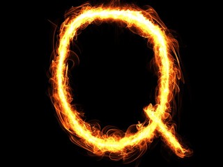 Fototapeta premium Buchstabe Q aus Feuer 