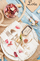 Tableware and silverware with different decorations