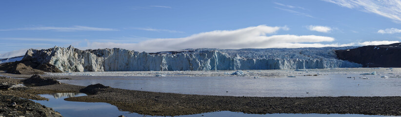 Arctic landscape with glacier in Svalbard, Spitsbergen