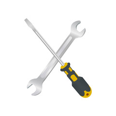 Screwdriver and wrench  vector illustration