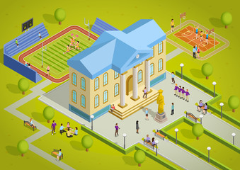 University Complex Building Isometric View Poster