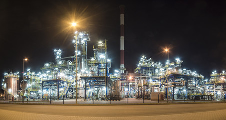 Oil refinery in Poland.Night photography Night

