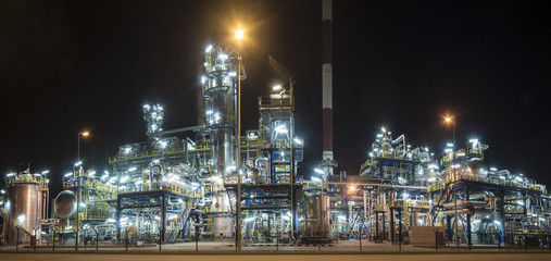Fototapeta na wymiar Oil refinery in Poland.Night photography Night