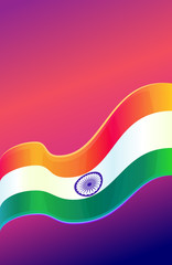 Republic Day in India, 26 January. Vector design element, background with Indian national flag
