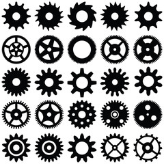 Gear wheel collection - vector silhouette