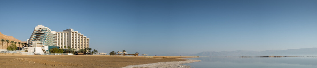 Plakat The panramic view of hotels at Dead sea beach. Israel