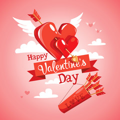 Cupid's arrow. Valentine’s Day card. Vector illustration
