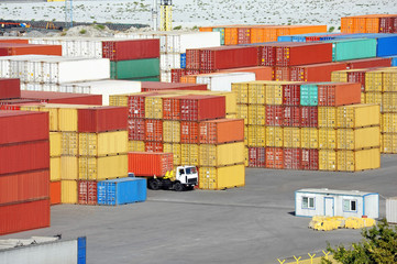 Cargo container in port