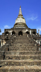 Historical Park Wat chang lom temple pagoda stair