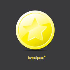 The yellow-golden medal star prize cup logo