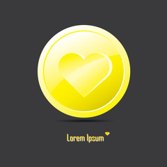 The yellow-golden medal heart prize cup logo
