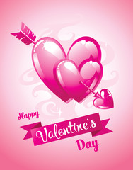 Cupid's arrow and hearts. Valentine’s Day card. Vector illustration
