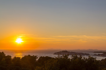 Sunset on the Adriatic Sea in Croatia, in summer