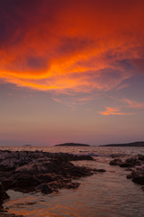 Sunset on the Adriatic Sea in Croatia, in summer