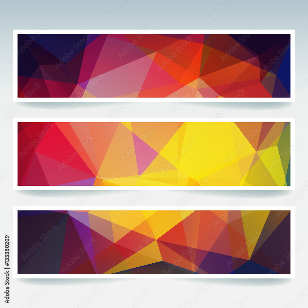 Poster set of banner templates with abstract background. modern vector banners with polygonal background. y