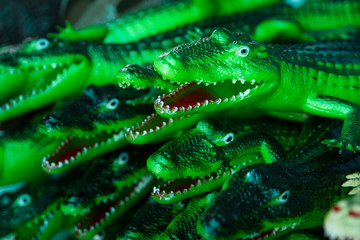 Obraz premium Close up Crocodile green rubber toy for children