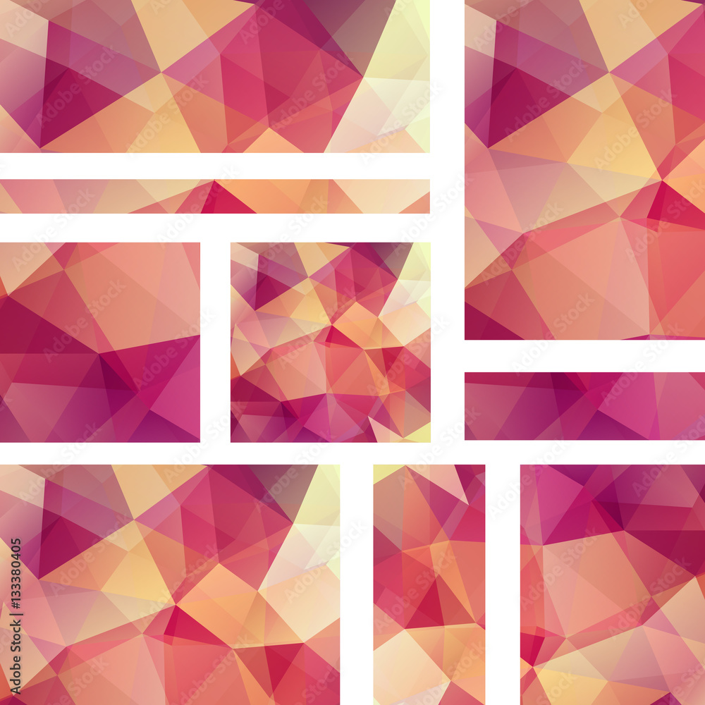Aufkleber set of banner templates with abstract background. modern vector banners with polygonal background. r