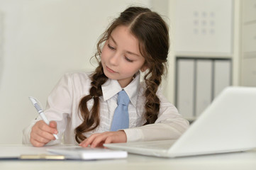 little girl doing homework