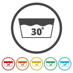 Wash icon, Machine washable at 30 degrees symbol 