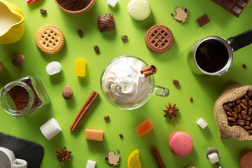 frappe coffee at green background