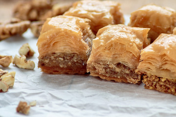 Baklava with walnuts