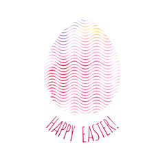 Modern Happy Easter template for greeting card or invitation design with bright egg and watercolor splash