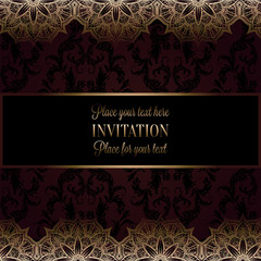 Wedding invitation or card , intricate lace mandala. Royal gold shades, Islam, Arabic, Indian, Dubai.