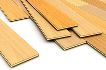 Naklejka na ściany i meble Laying of wooden laminated planks parquet floor