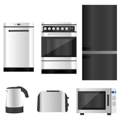 Kitchen black and white appliances set