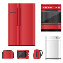 Kitchen red appliances set