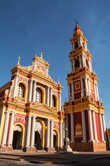 Fototapeta na wymiar Church and belfry of Church Saint Francis in Salta (Argentina)