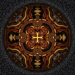 Abstract decorative brown 3D sphere (ball) - kaleidoscopic ornamental pattern