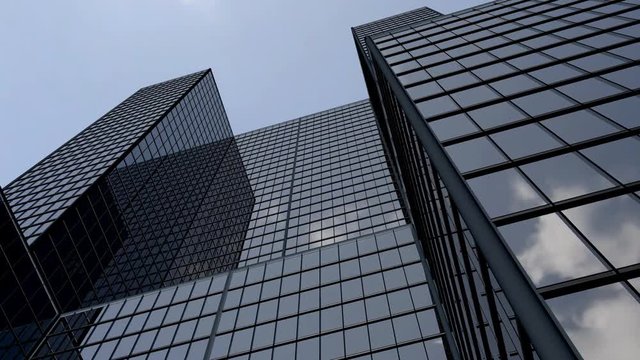 buildings animation in 3D with clouds in background