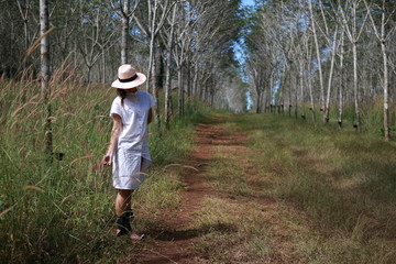 women were hat and white dress in the forest