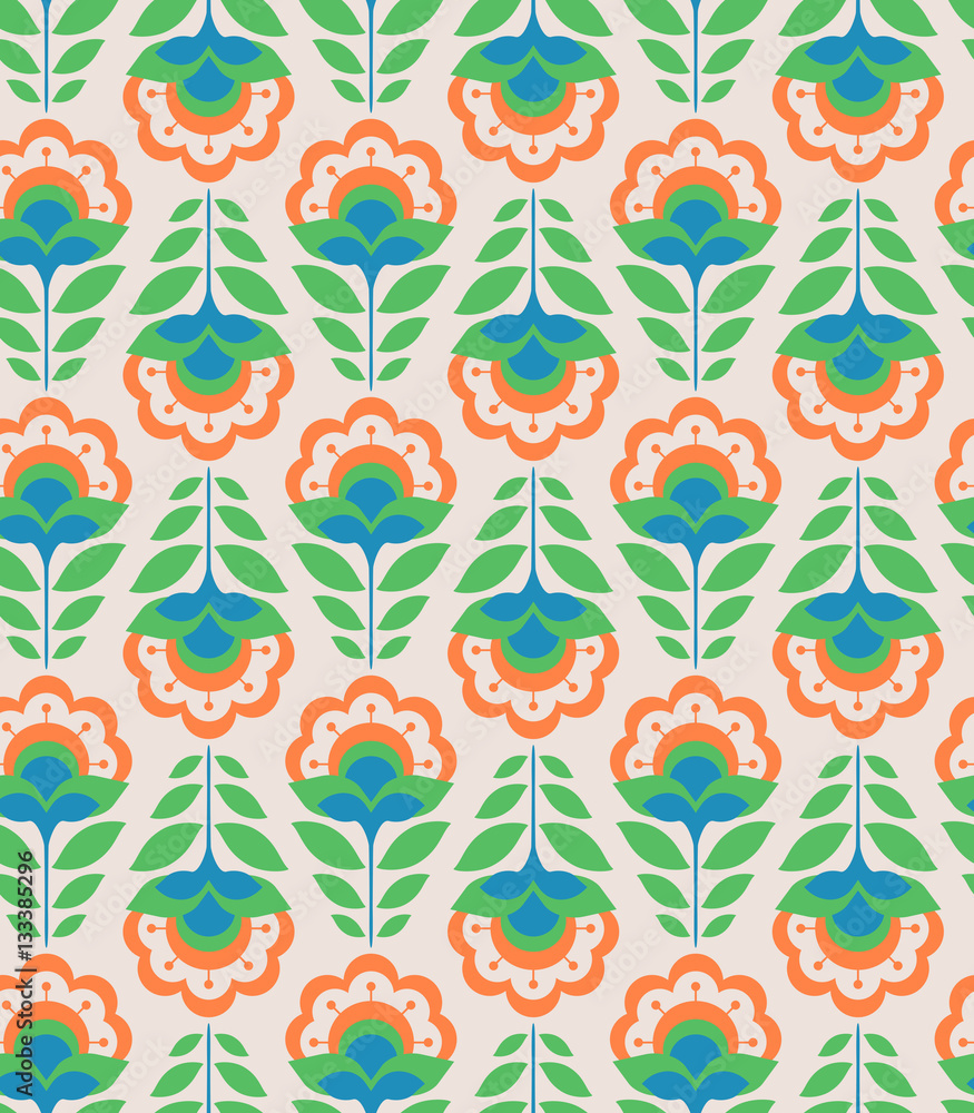 Poster seamless retro pattern with flowers