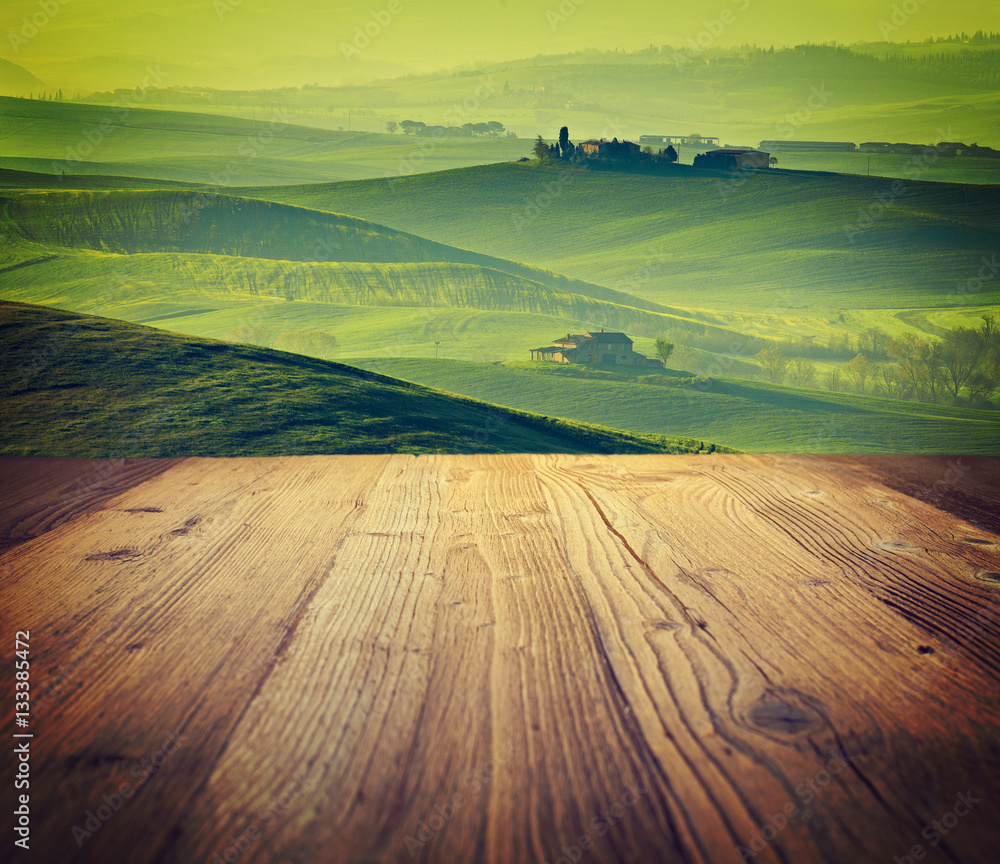 Wall mural wood textured backgrounds on the tuscany landscape