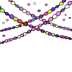 colored carnival mardi gras beads, hand dawn vector illustration, white background