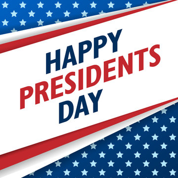 Presidents Day background. USA patriotic template with text, stripes and stars for posters, flyers, decoration in colors of american flag. Colorful vector illustration for National celebrations