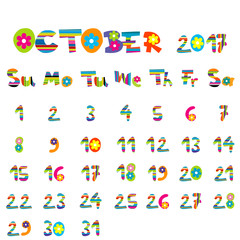 October 2017 calendar