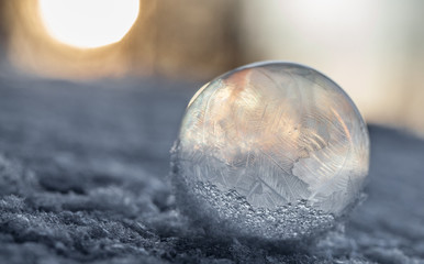 Frozen soap bubble