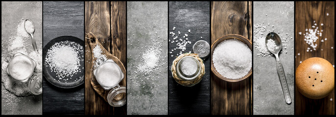Food collage of salt .