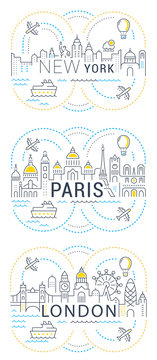 Website Banner and Landing Page Paris, London, New York