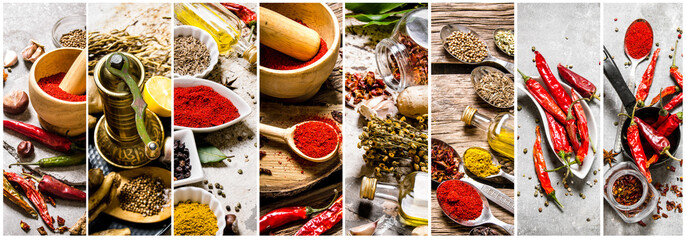 Obraz na płótnie Canvas Food collage of herb and spice.