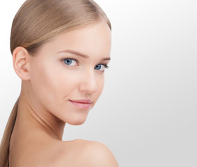 Beauty Woman face Portrait. Skin Care Concept Isolated on a white background