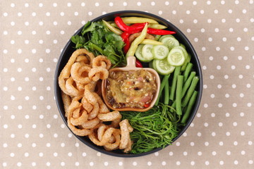 Green chili dip as  Nam Prik Num served side dish.
