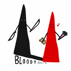 Bloody valentine's day cartoon illustration
