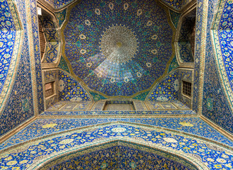 Details of Shah Mosque also called Imam mosque in Isfahan city, Iran