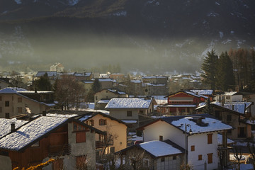 Village of Entracque, Cuneo, Piemonte, Italy. Italian Alps in the background.