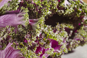 fresh, raw purple kale.