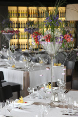 flowers in the decoration of the restaurant